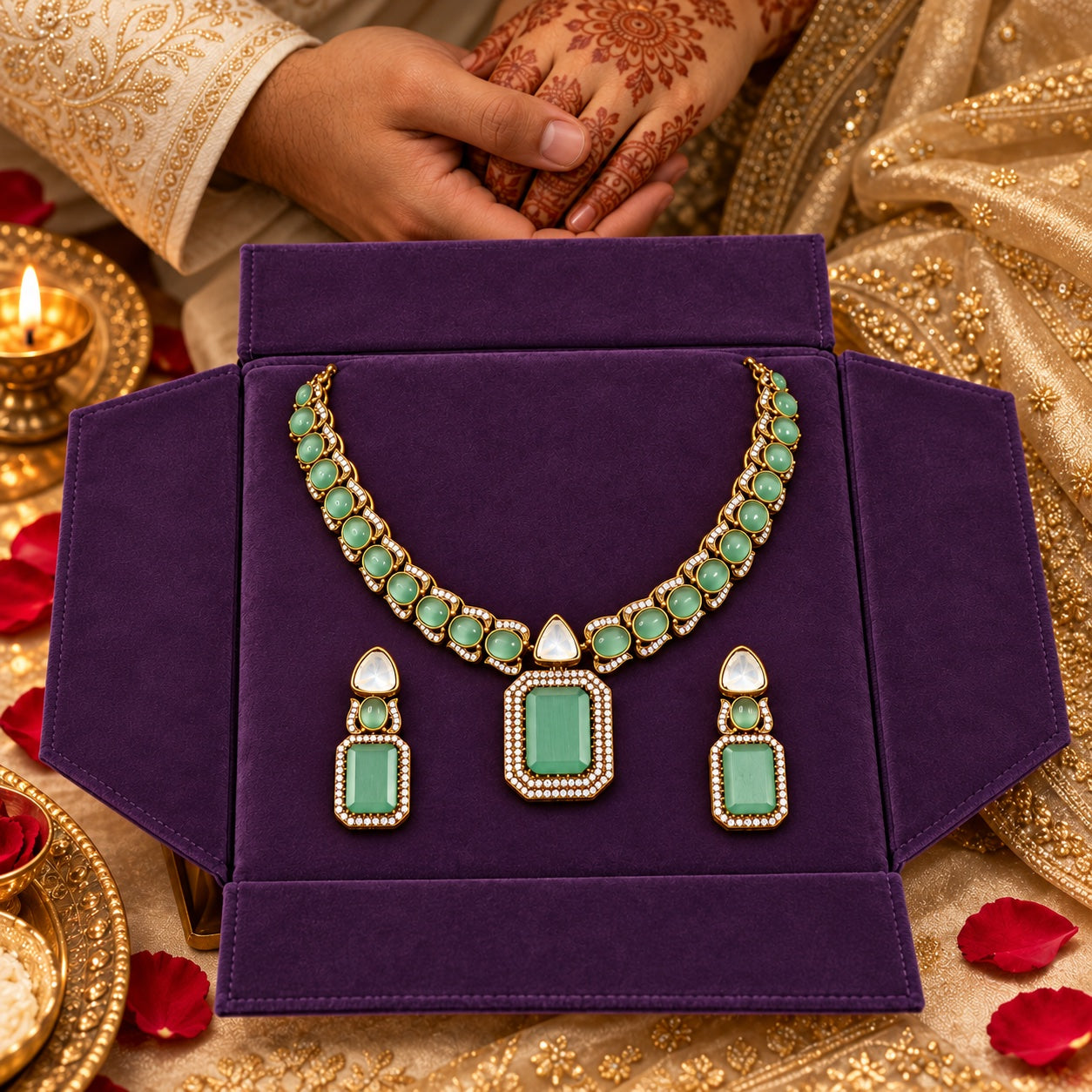 Festive Navraee jewellery in a gift box